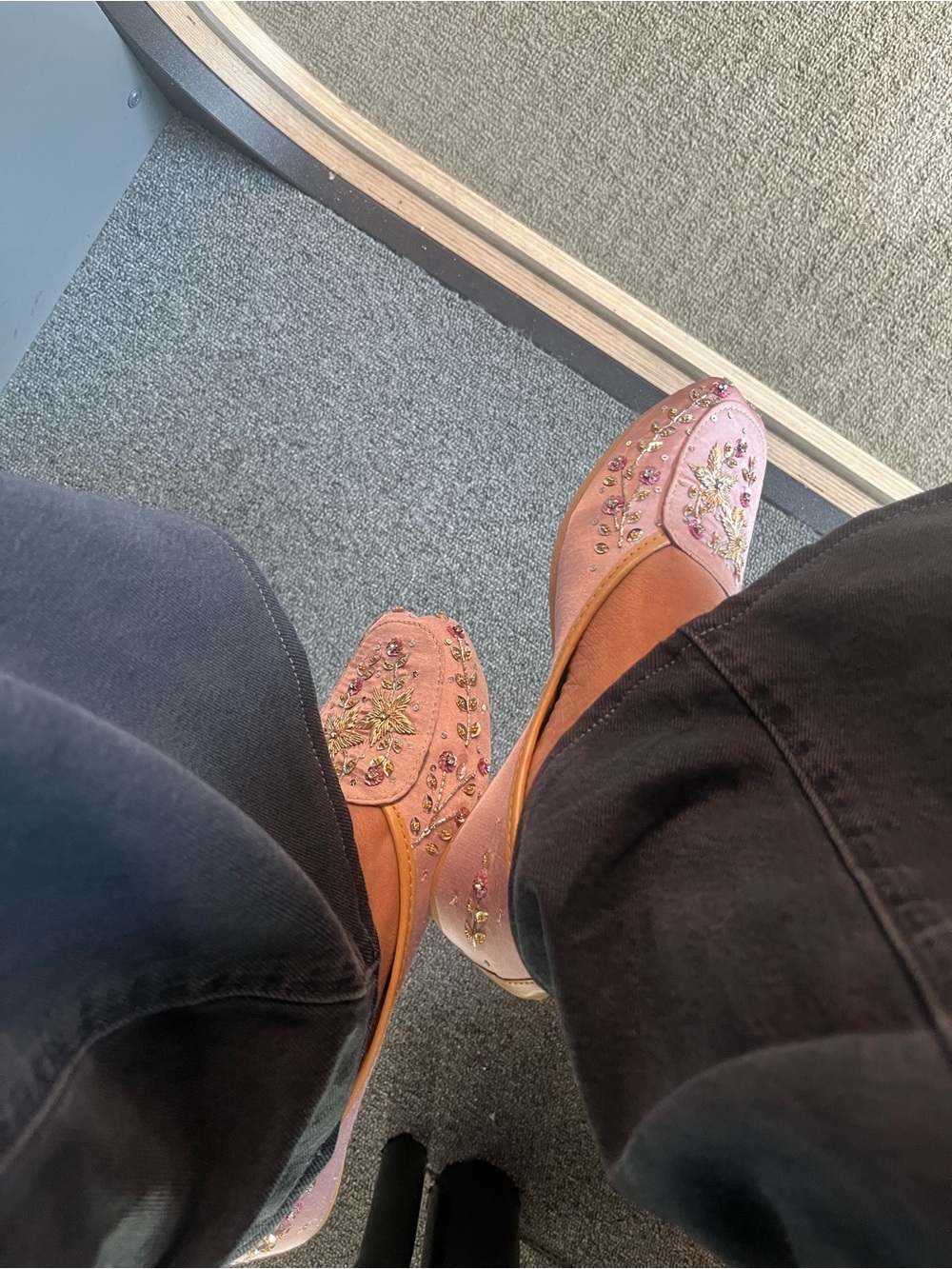 Embellished Pink Floral Flats for Women